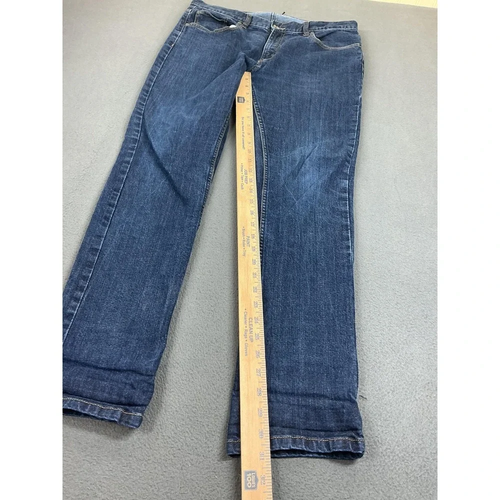 Frank And Oak Dylan‎ Slim Jeans Mens 35x32 Medium Blue Straight Stretch Denim